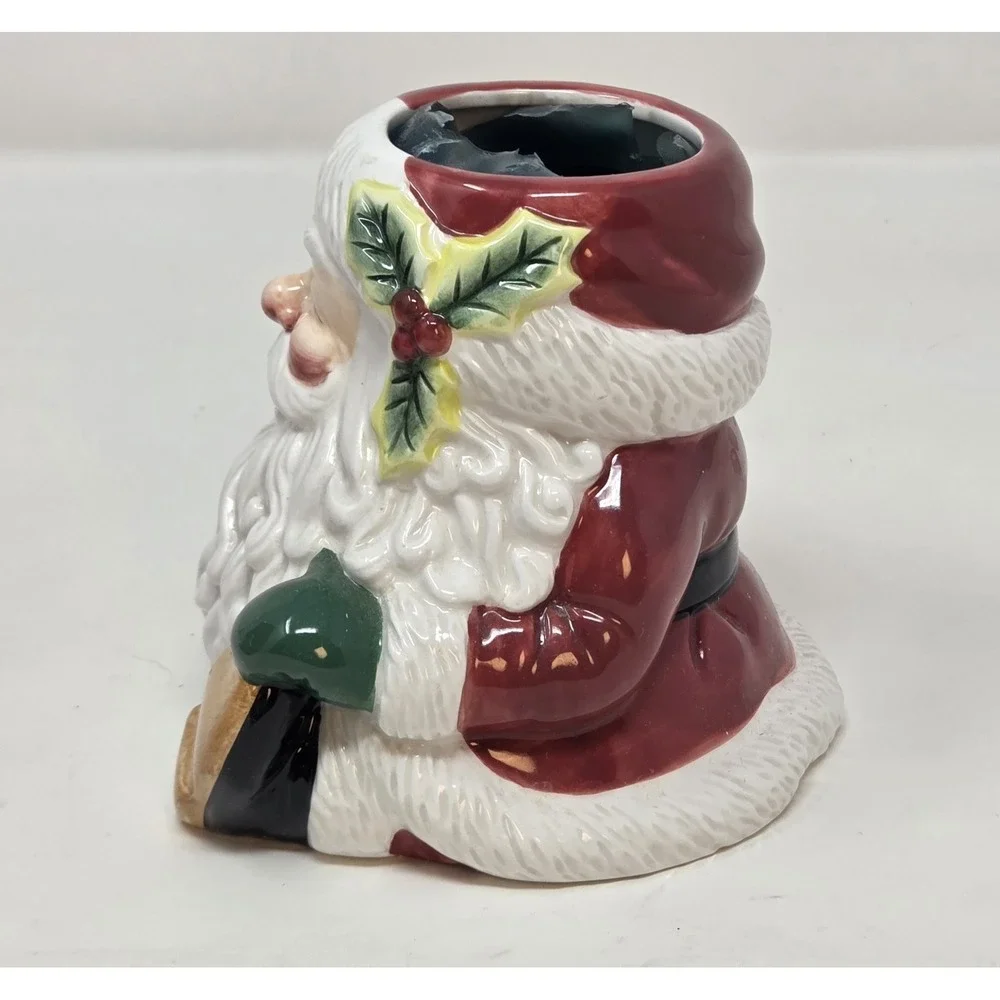 Fitz and Floyd Essentials Santa Claus Head Vase Candle Holder Vintage 1990s